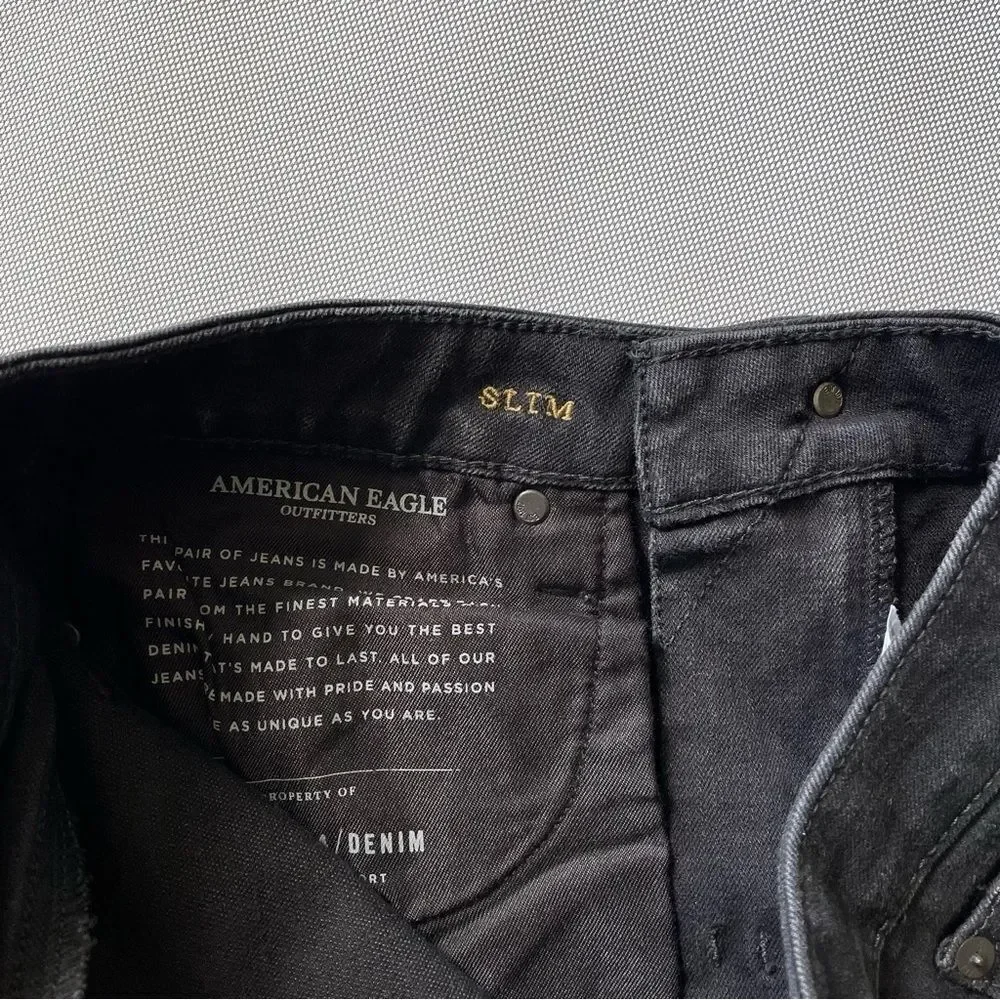 American Eagle New Extreme Flex 4 Black Slim Denim Jeans Men’s Size 30x30